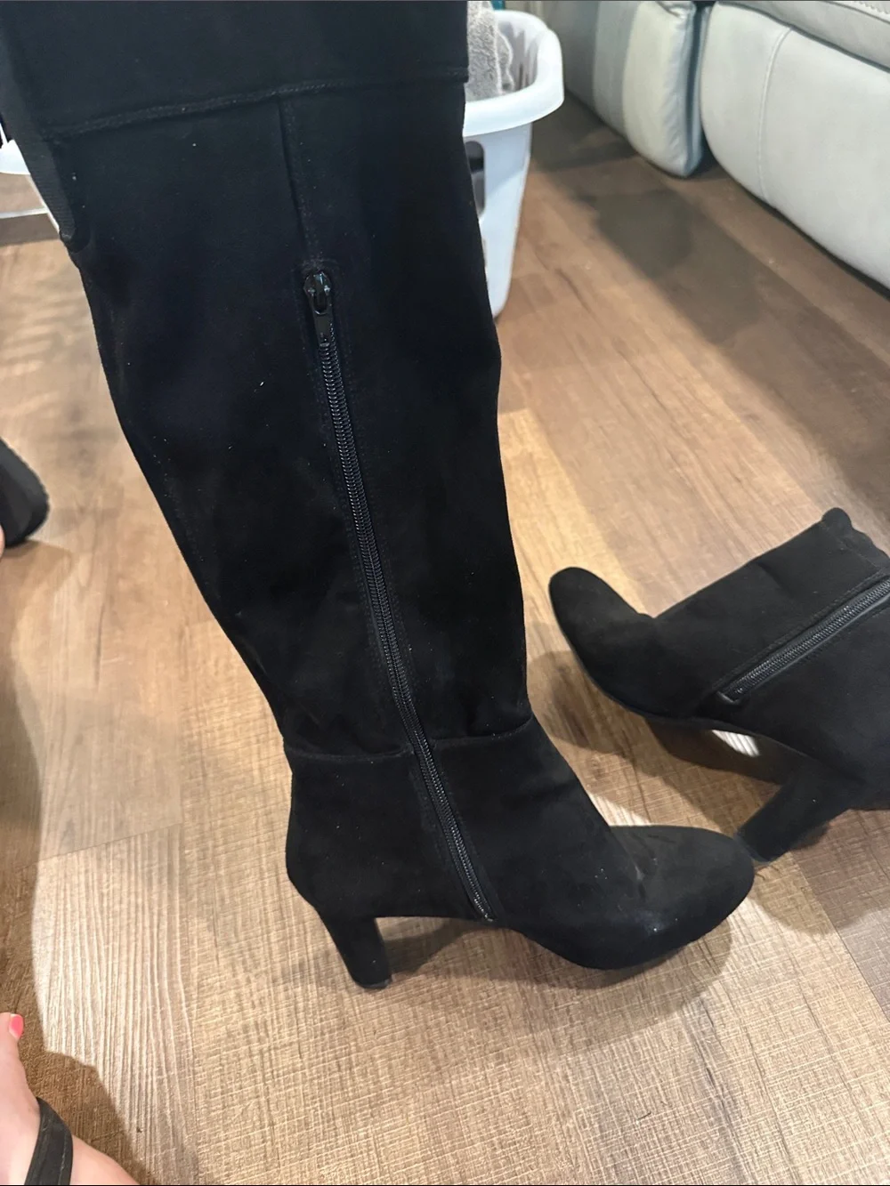 INC International Concepts Black Over-the-Knee Suede Boots